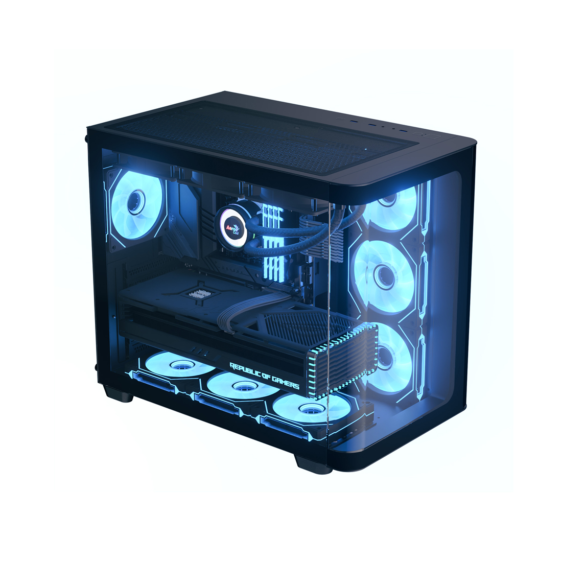 Корпус AeroCool P500C P500C-G-BK-v1 (ACCM-PN01043.11) [Midi Tower, 120 мм x 4 ARGB, черный]