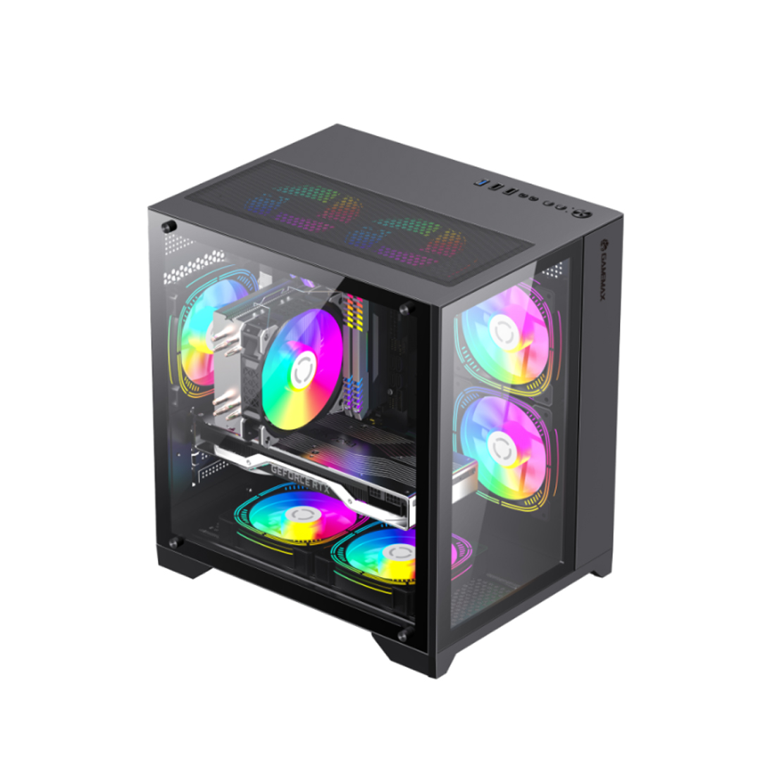 Корпус GameMax Infinity Mini BK (9101-0000R0191) [Mini Tower, 7х 120 мм ARGB, черный]