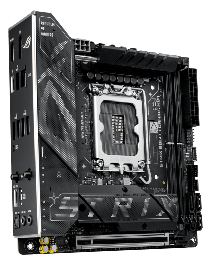 Материнская плата Asus ROG STRIX B860-I GAMING WIFI [LGA 1851, Intel B860, 2xDDR 5, 2xM.2, 1xPCI-E x16, Mini-ITX]