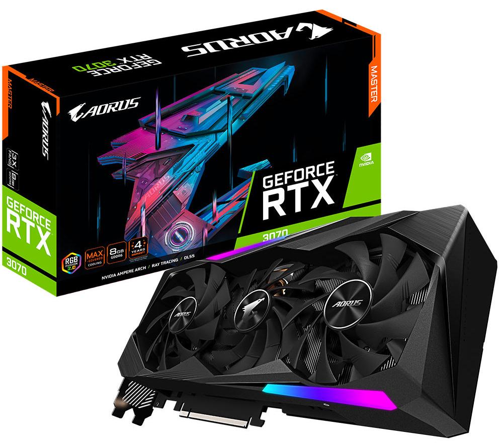 Видеокарта Gigabyte AORUS GeForce RTX 3070 MASTER (GV-N3070AORUS M-8GD) [8 ГБ, GDDR6, 256 бит