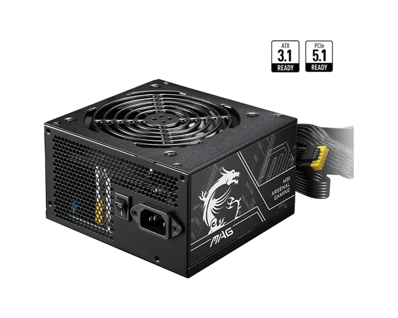 Блок питания MSI MAG A750BN PCIE5 II [750 Вт, 80 PLUS Bronze, 3x SATA, 1 x 16 pin (12VHPWR), 3 x 6+2 pin PCIe, 1x 4+4 pin, 1x 8 pin CPU, EPS12V, ATX]