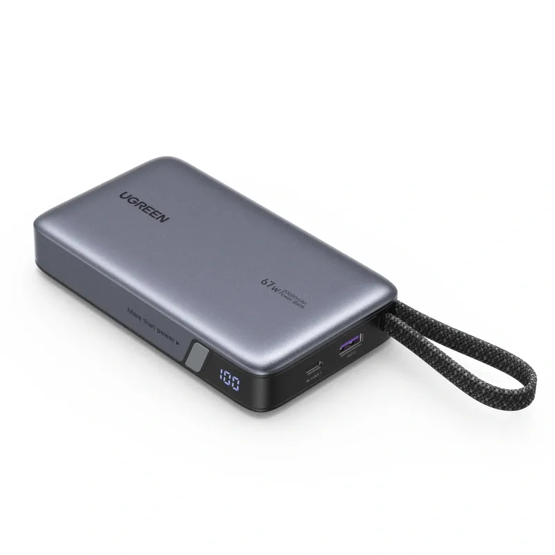 Пауэрбанк UGREEN PB550 55996B 20000mAh 67W 1C1A Power Bank with 1*67W Built-in Cable