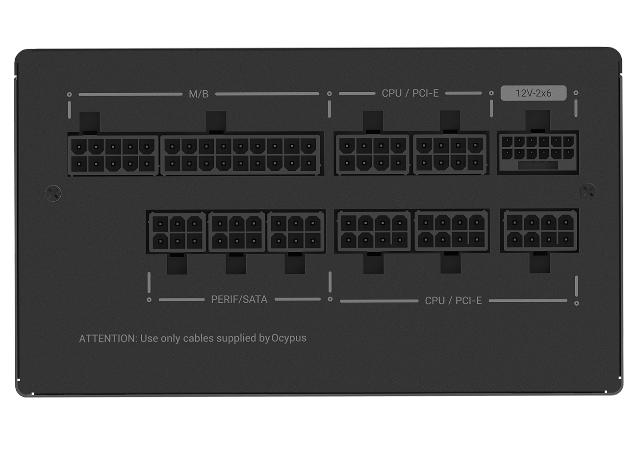 Блок питания Ocypus Iota P750S 750W (Iota-P750S-GFFBK025X-E) [750 Вт, 80 PLUS Gold, 8x SATA, 1 x 16 pin (12VHPWR), 3 x 6+2 pin PCIe, 2x 4+4 pin CPU, ATX]