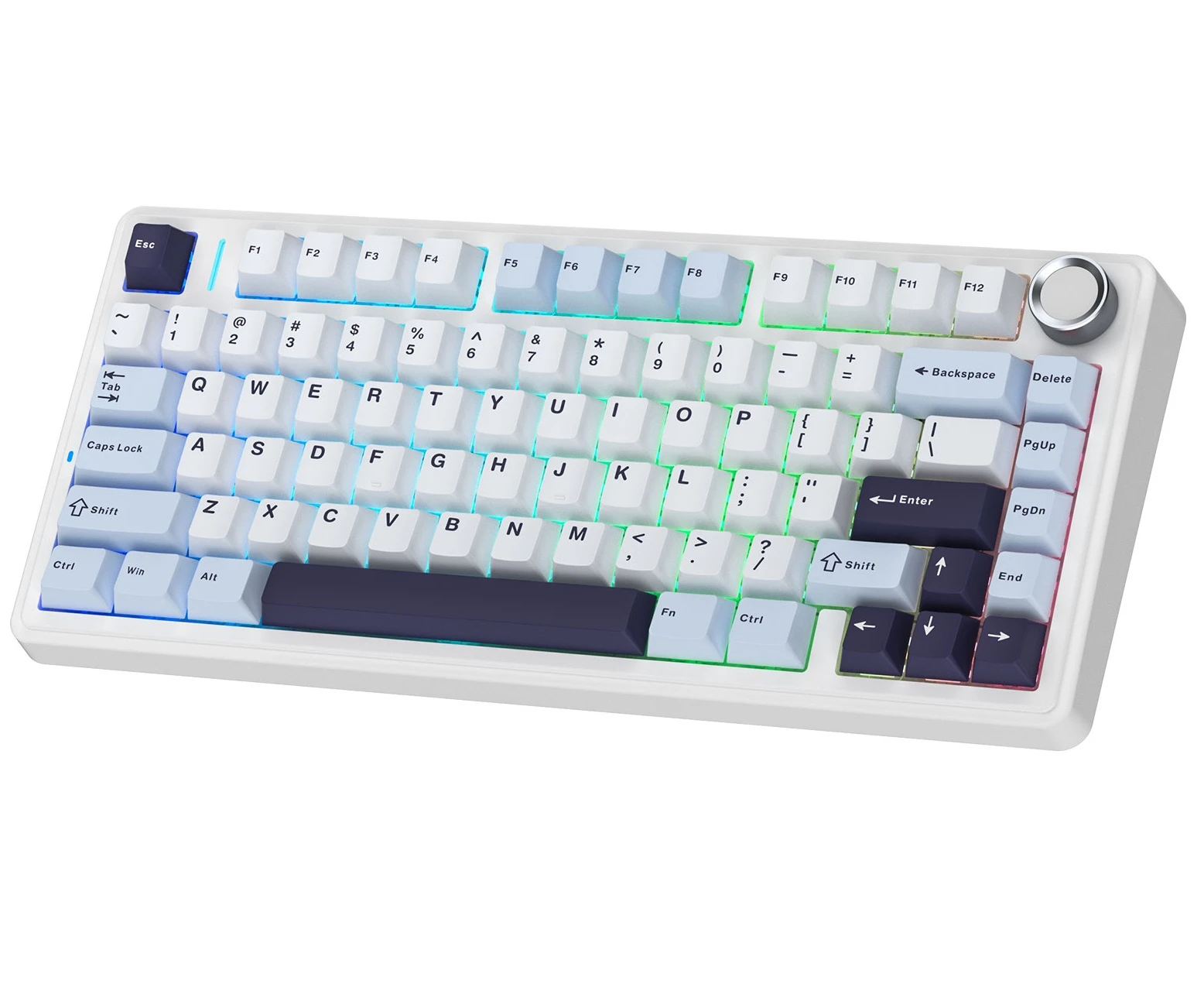 Клавиатура Aula F75 [механическая, проводная + беспроводная, RGB подсветка, Leobog Graywood V3, белая]