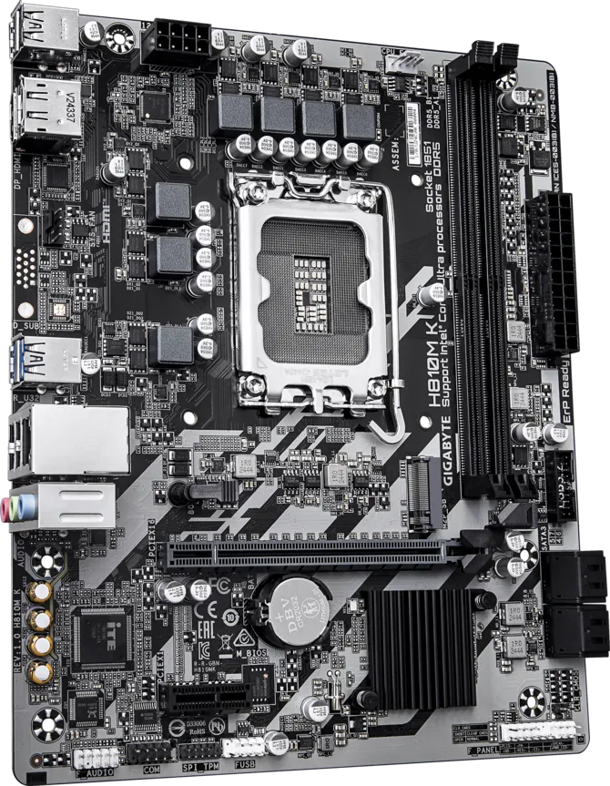 Материнская плата Gigabyte H810M K [LGA 1851, Intel H810, 2xDDR 5, 1xM.2, 1xPCI-E x16, Micro-ATX]