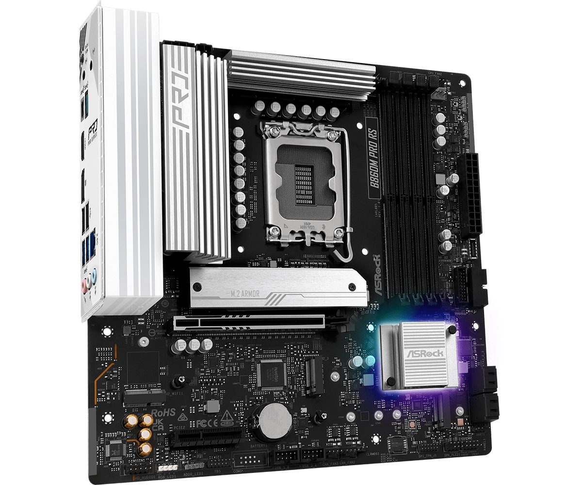 Материнская плата ASRock B860M PRO RS [LGA 1851, Intel B860, 4xDDR 5, 3xM.2, 1xPCI-E x16, Standard-ATX]