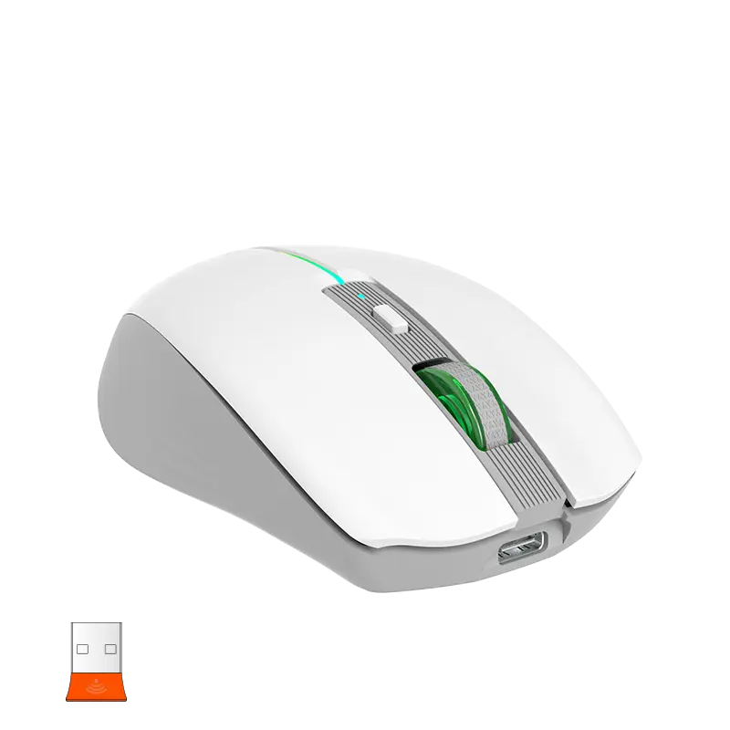 Мышь MeeTion BTM002 [проводная + беспроводная, светодиодная, 1600 DPI, 125 Гц, подсветка, белый]