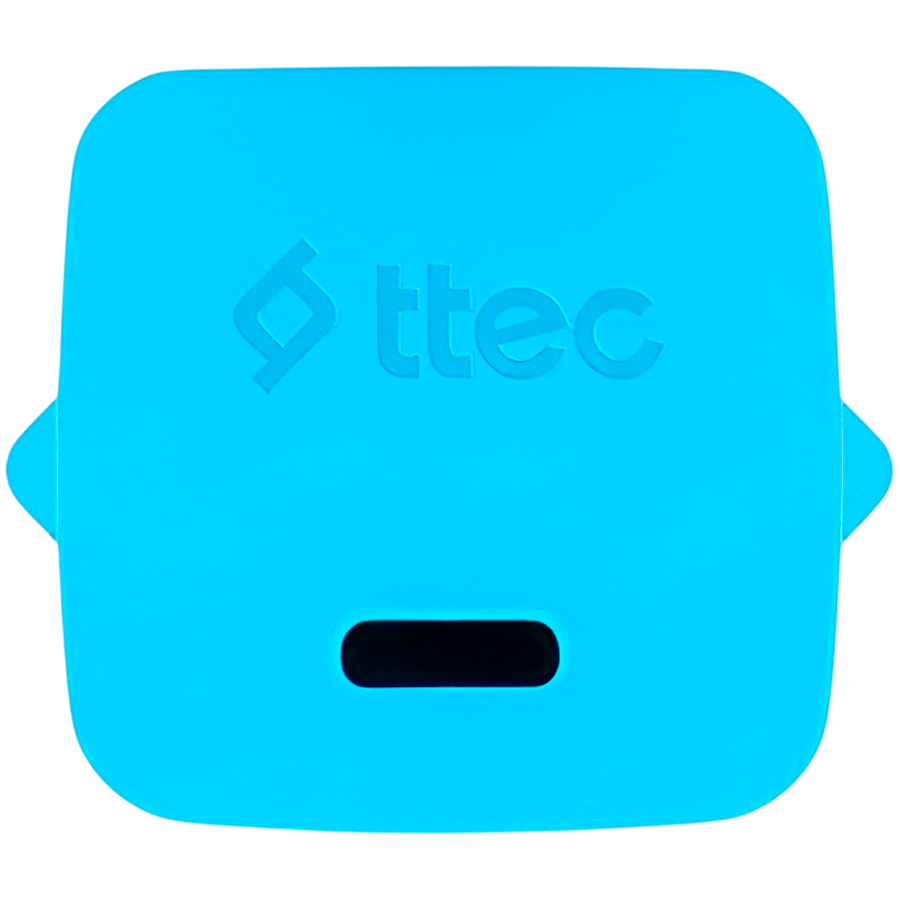 ttec SmartCharger GAN 20W PD (2SCG20LNM) Travel Fast Charger + USB-C - Lightning Cable 120cm, Neon Blue