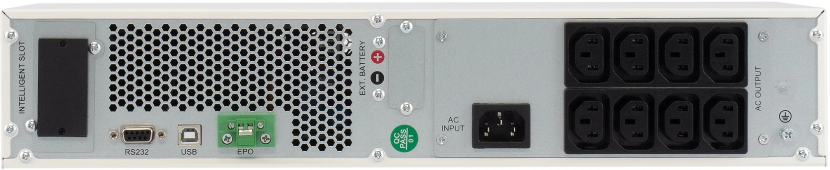 ИБП Ippon Na+ RTA 2000 2000W/Rack online/батарея 12V 4,8Ah*6/USB-B /RS-232/EPO/8 IEC/ЖК-дисплей/поддержка SNMP/Белый