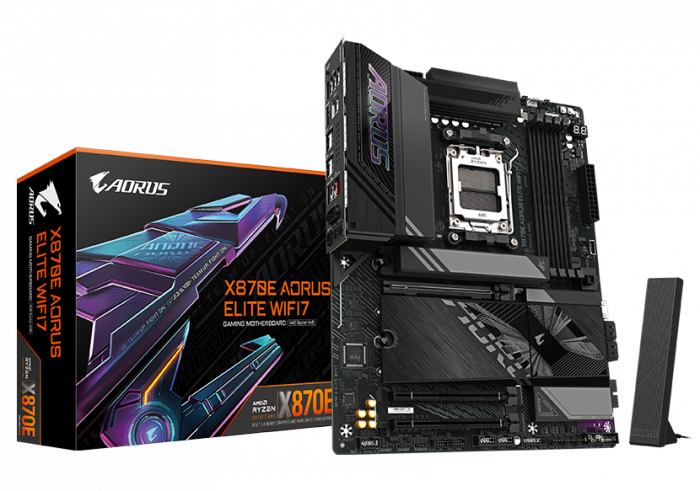 Материнская плата Gigabyte X870E A ELITE WIFI7 1.2 [AM5, AMD X870E, 4xDDR 5, 4xM.2, 3xPCI-E x16, Standard-ATX]