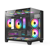 Корпус HuntKey S920 Storm RGB [Mini Tower, 3x 120 мм ARGB, черный]
