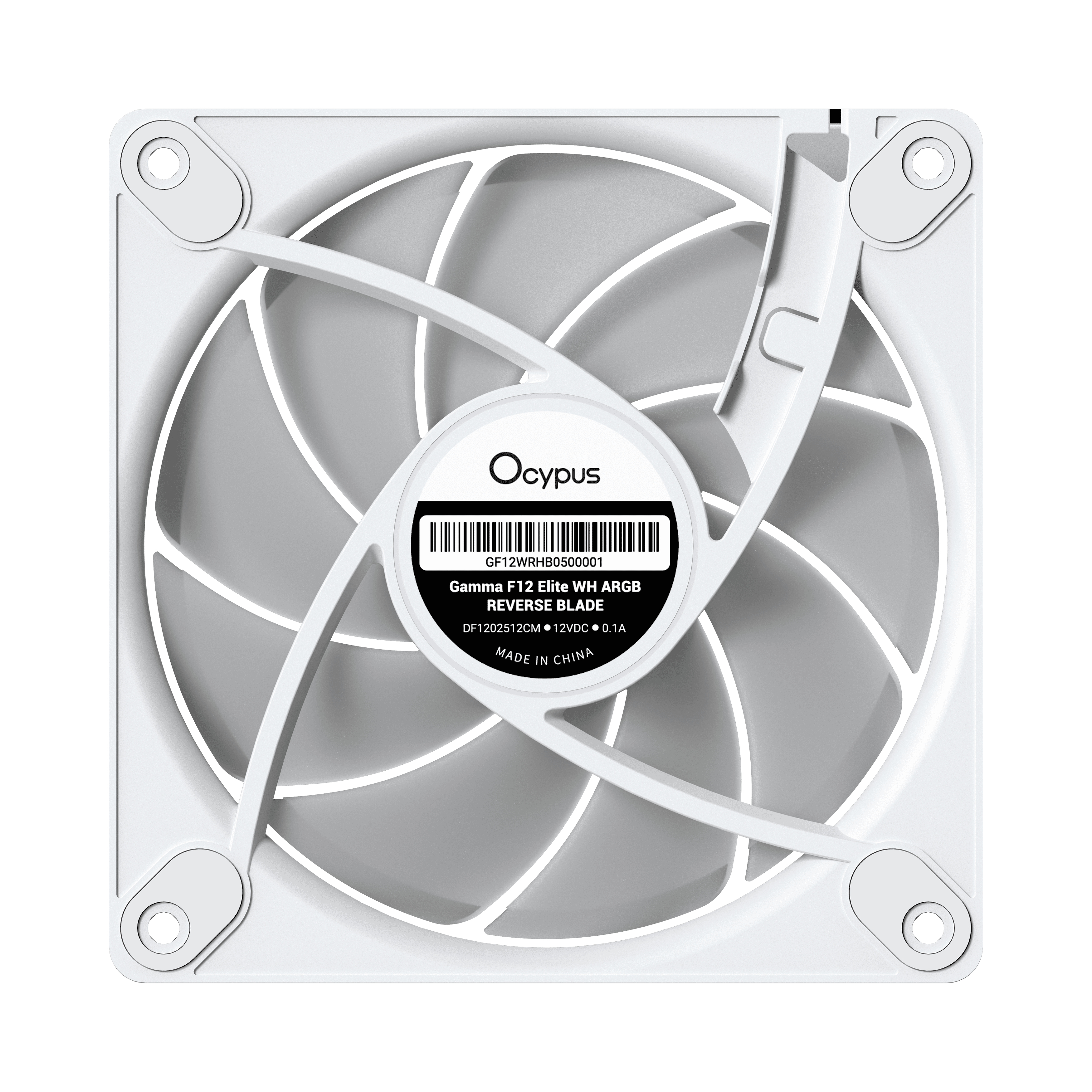 Вентилятор для корпуса Ocypus Gamma F12 Elite WH ARGB REVERSE BLADE [120 x 120 мм, 1800 об/мин, 56 CFM, 26 дБ, PWM]