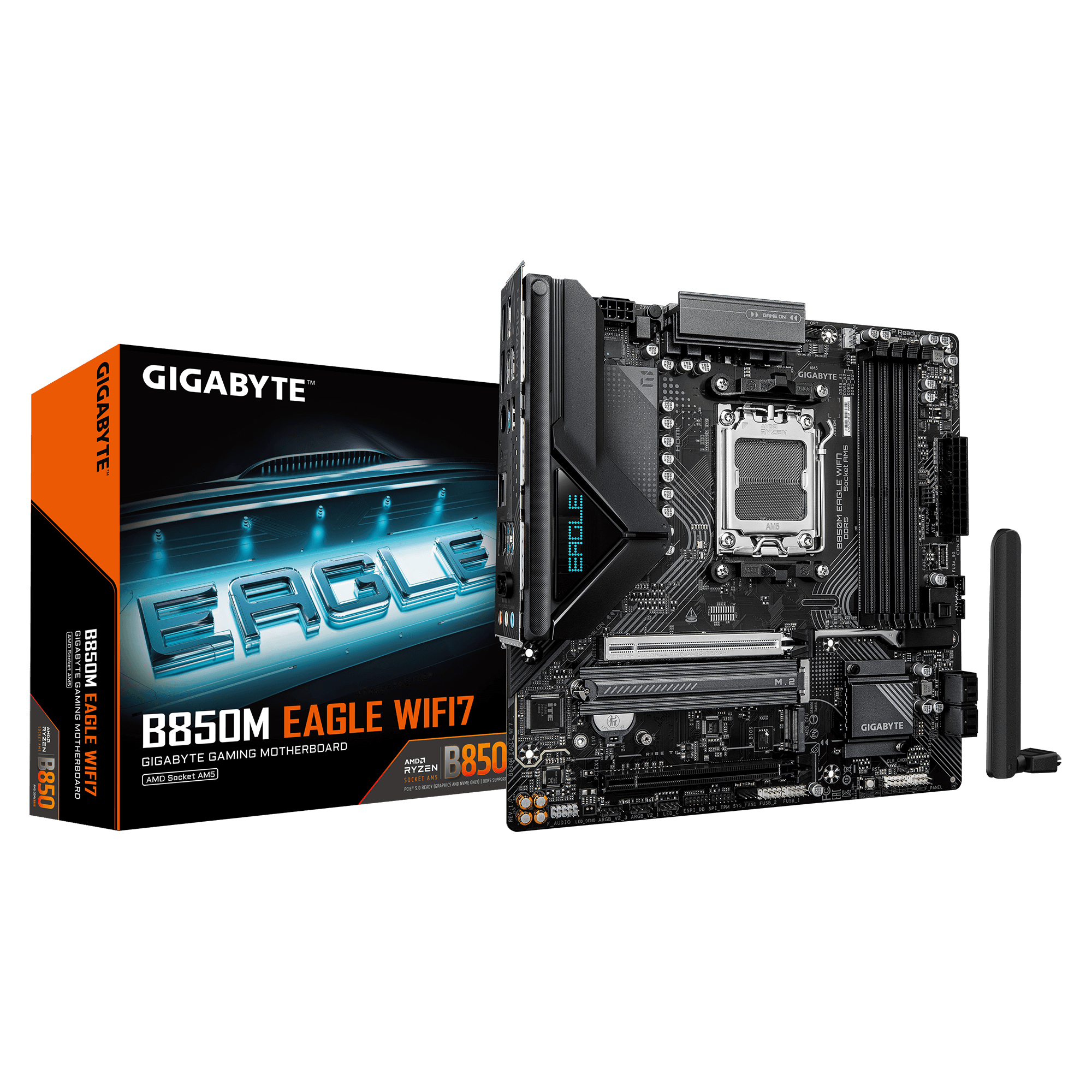 Материнская плата Gigabyte B850M EAGLE WIFI7 [AM5, AMD B850, 4xDDR 5, 2xM.2, 2xPCI-E x16, Micro-ATX]