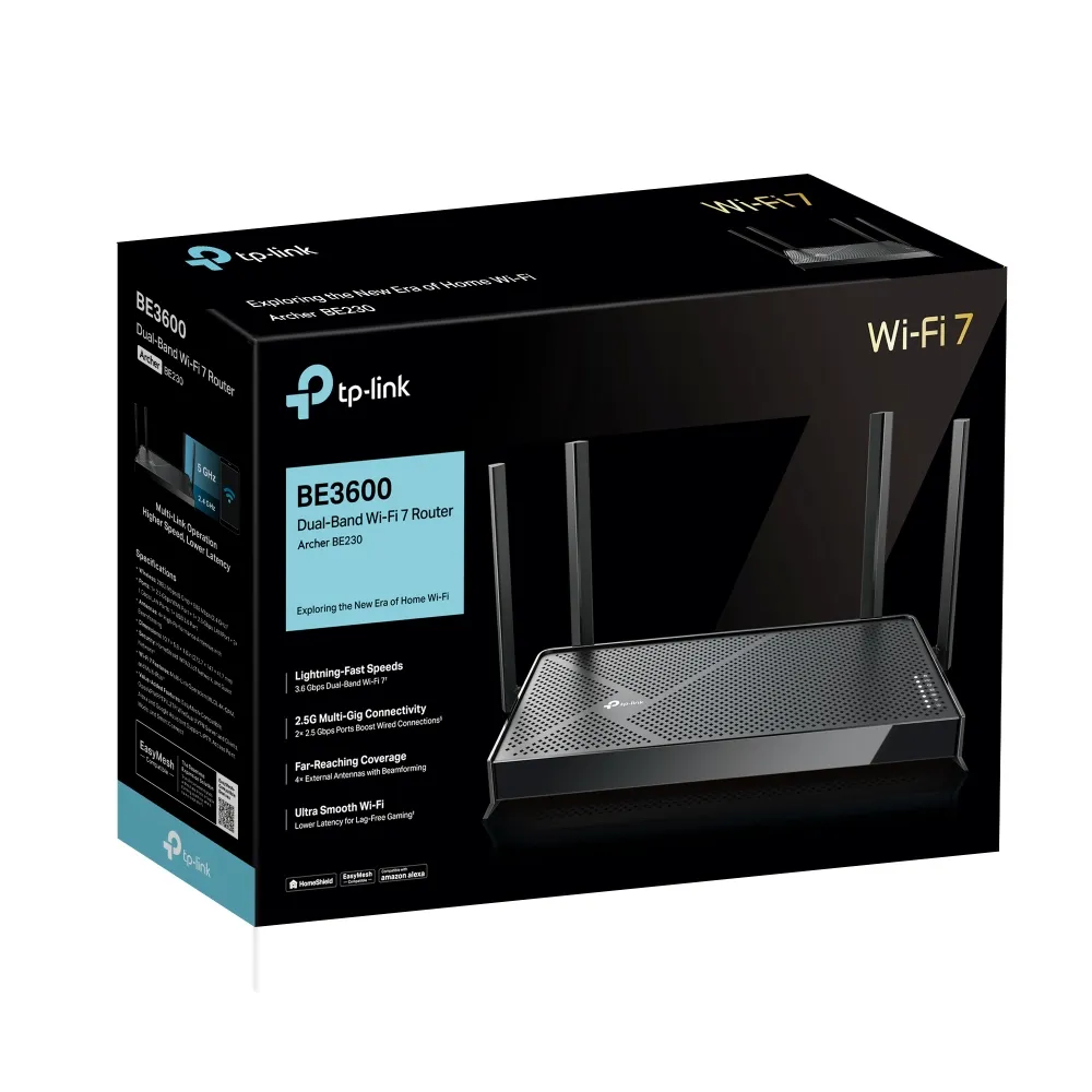 Маршрутизатор беспроводной BE3600 GbE Tp-Link Archer BE230 Wi-Fi 7 - купить в интернет-магазине Forcecom.kz Маршрутизатор беспроводной BE3600 GbE Tp-Link Archer BE230 Wi-Fi 7