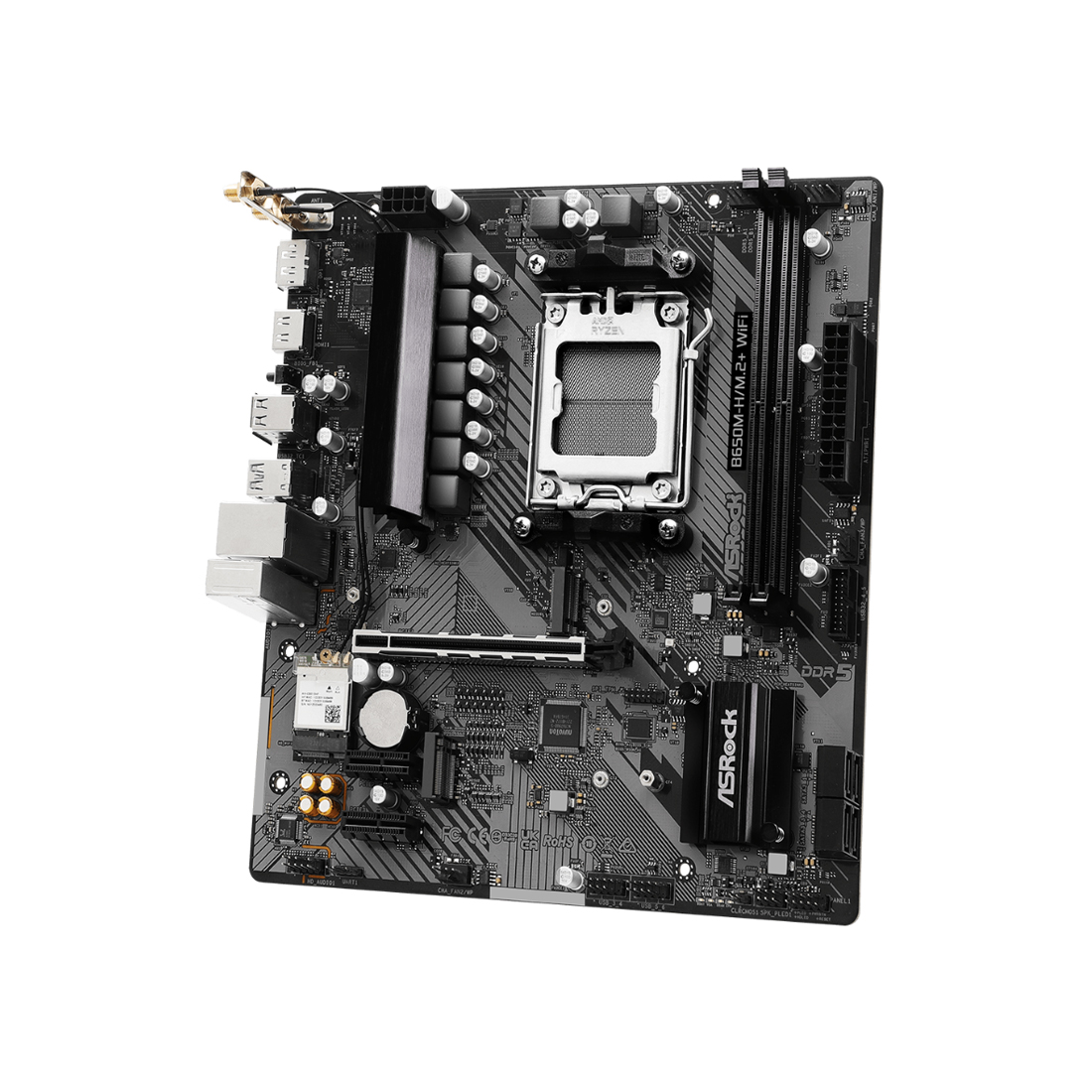 Материнская плата ASRock B650M-H/M.2+ WIFI [AM5, AMD B650, 2xDDR 5, 2xM.2, 1xPCI-E x16, Micro-ATX]