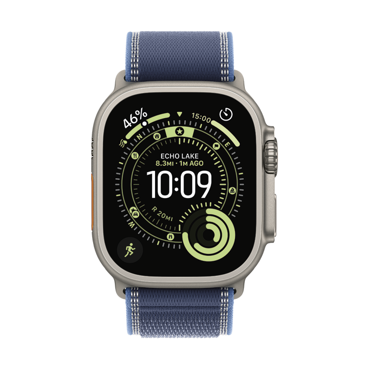 49mm Blue/Bright Blue Trail Loop - M/L - Natural Titanium Finish