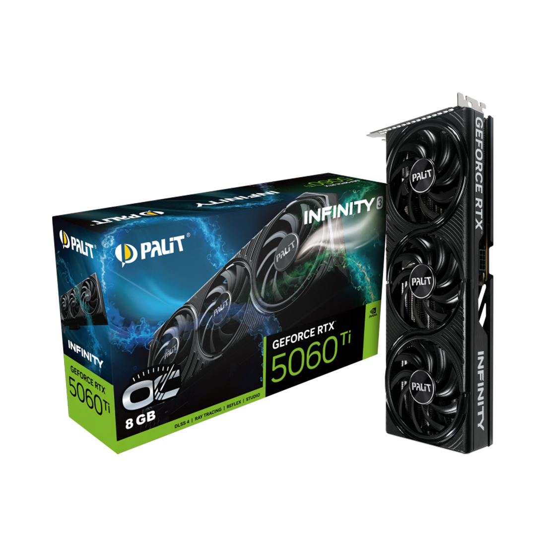Видеокарта Palit RTX5060Ti INFINITY 3 OC 8GB (NE7506TS19P1-GB2062S) [8 ГБ, GDDR7, 128 бит, HDMI, DisplayPort (3 шт)]