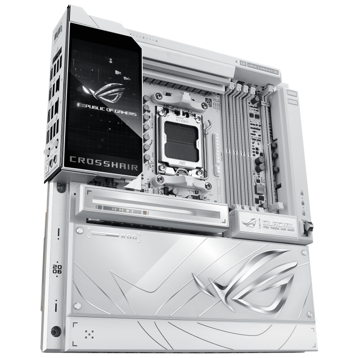 Материнская плата Asus ROG CROSSHAIR X870E GLACIAL [AM5, AMD X870E, 4xDDR 5, 7xM.2, 2xPCI-E x16, Standard-ATX]