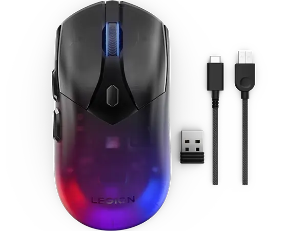 Мышь Lenovo Legion M410 [проводная + беспроводная, светодиодная, 16000 DPI, 1000 Гц, подсветка, черная]