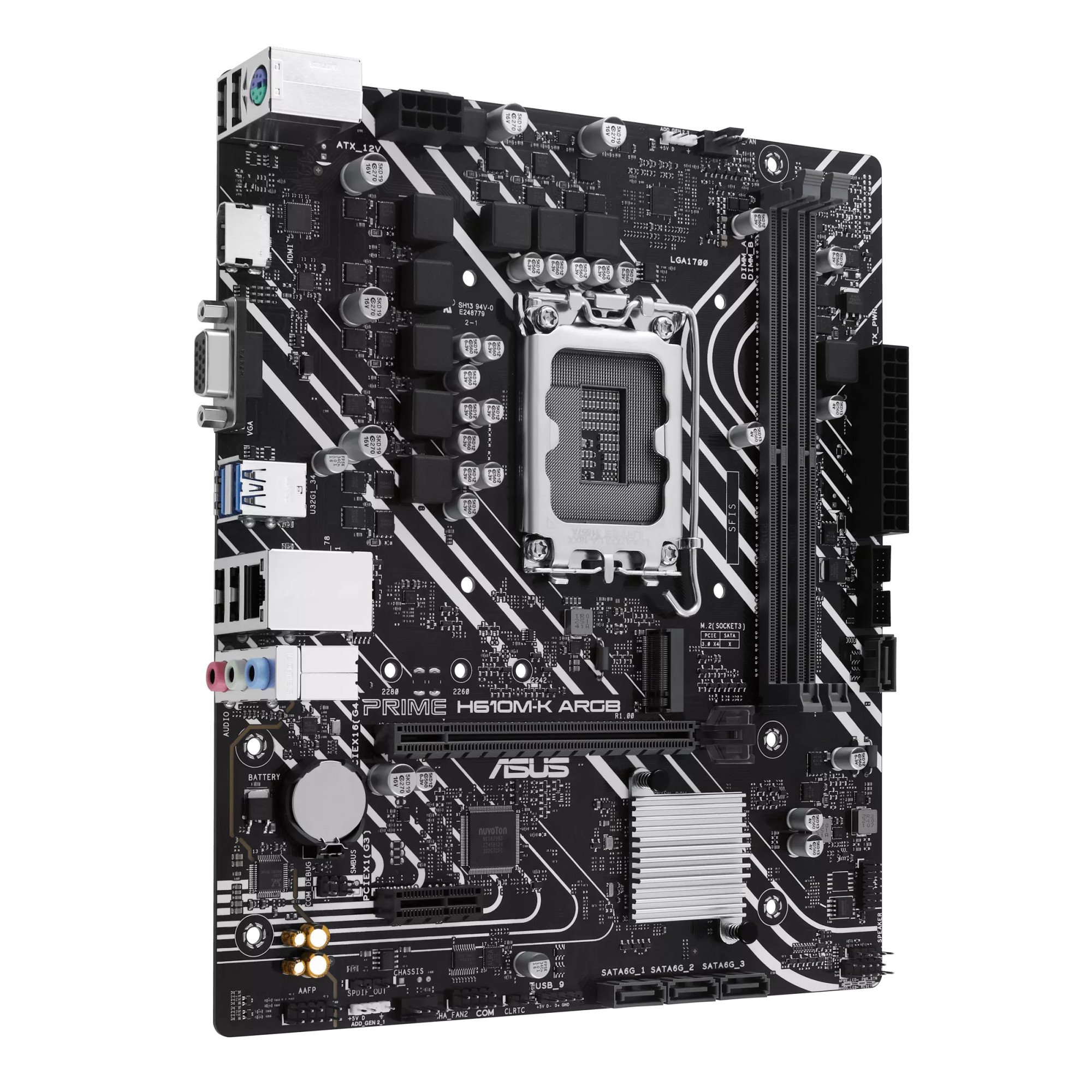 Материнская плата ASUS PRIME  H610M-K ARGB, LGA1700 2xDDR5 4xSATA3 M.2 VGA HDMI mATX