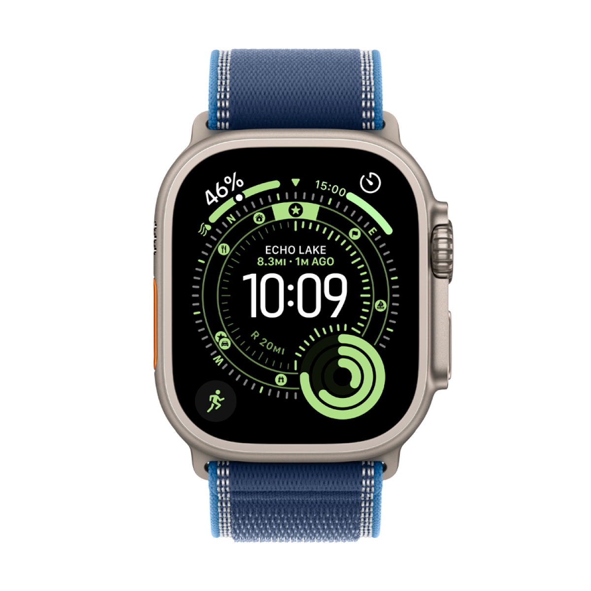 Apple Watch Ultra 3 GPS + Cellular 49mm (MEWR4QR/A) Natural Titanium Case with Blue/Bright Blue Trail Loop - S/M, Model A3281, серебристый + синий