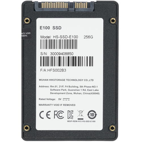 Твердотельный накопитель SSD Hikvision HS-SSD-E100/256G, [256 ГБ, 2.5" SATA III, чтение: 550 МБ/с, запись: 450 МБ/с, 3D V-NAND]