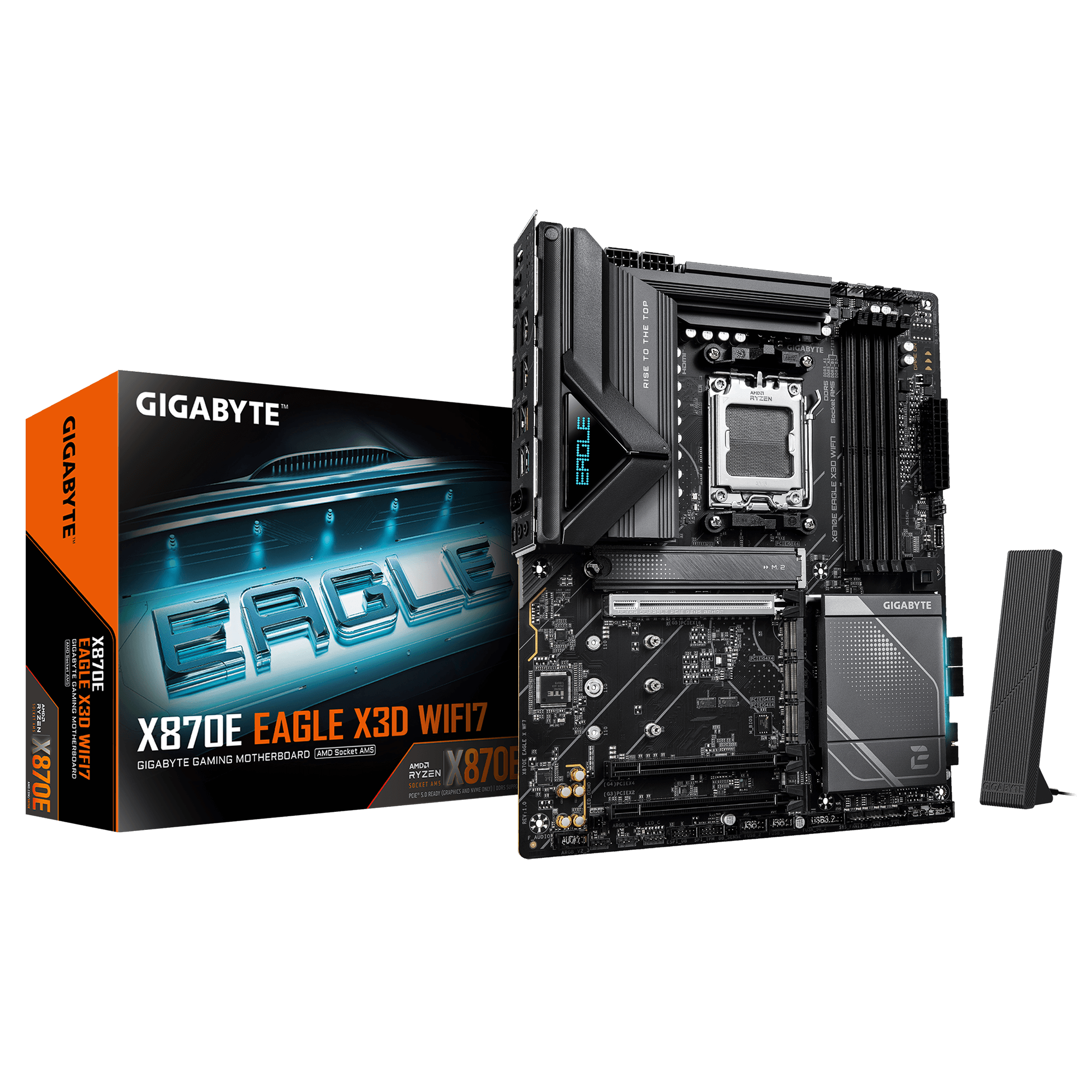 Материнская плата Gigabyte X870E EAGLE X3D WIFI7 (X870E EAGLE X WF7) [AM5, AMD X870E, 4xDDR 5, 4xM.2, 3xPCI-E x16, Standard-ATX]