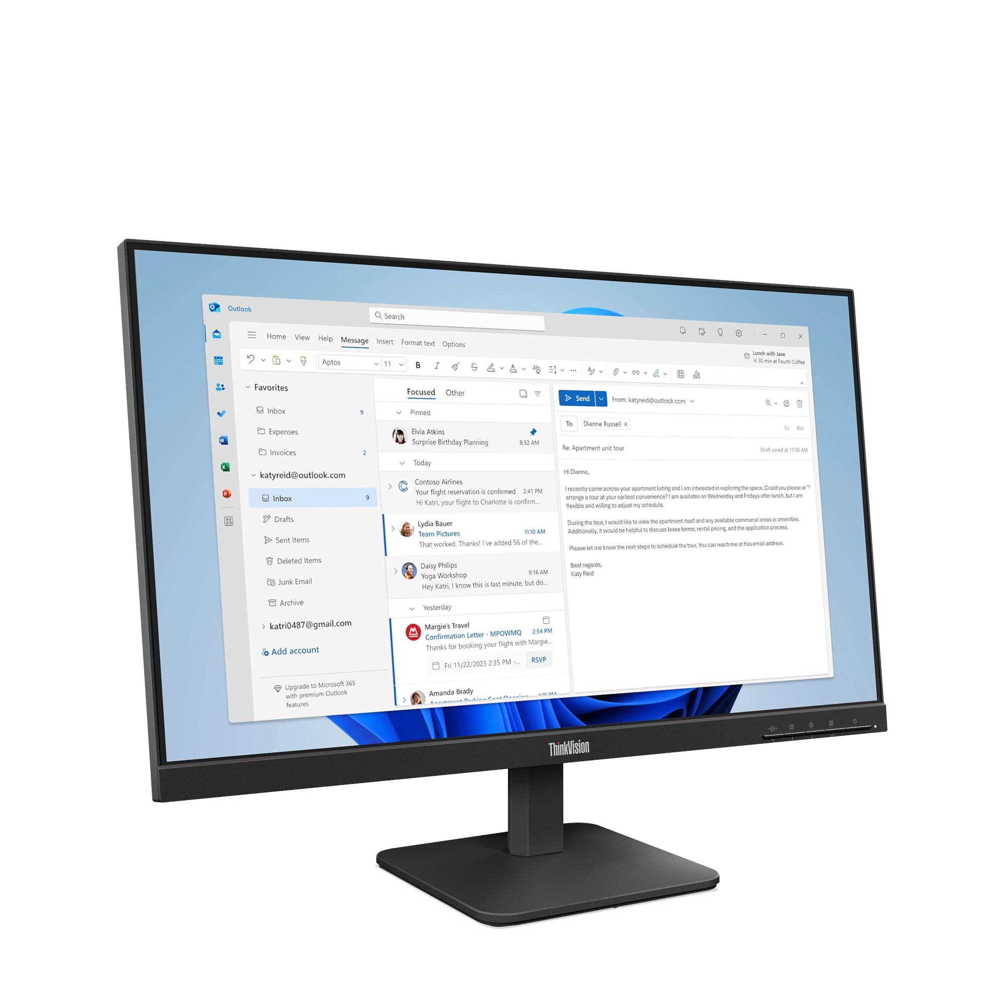Монитор Lenovo ThinkVision S24-4e (64B5KAT1EU) [23.8", IPS, 1920x1080, 100 Гц, 4 мс, HDMI, VGA (D-Sub)]