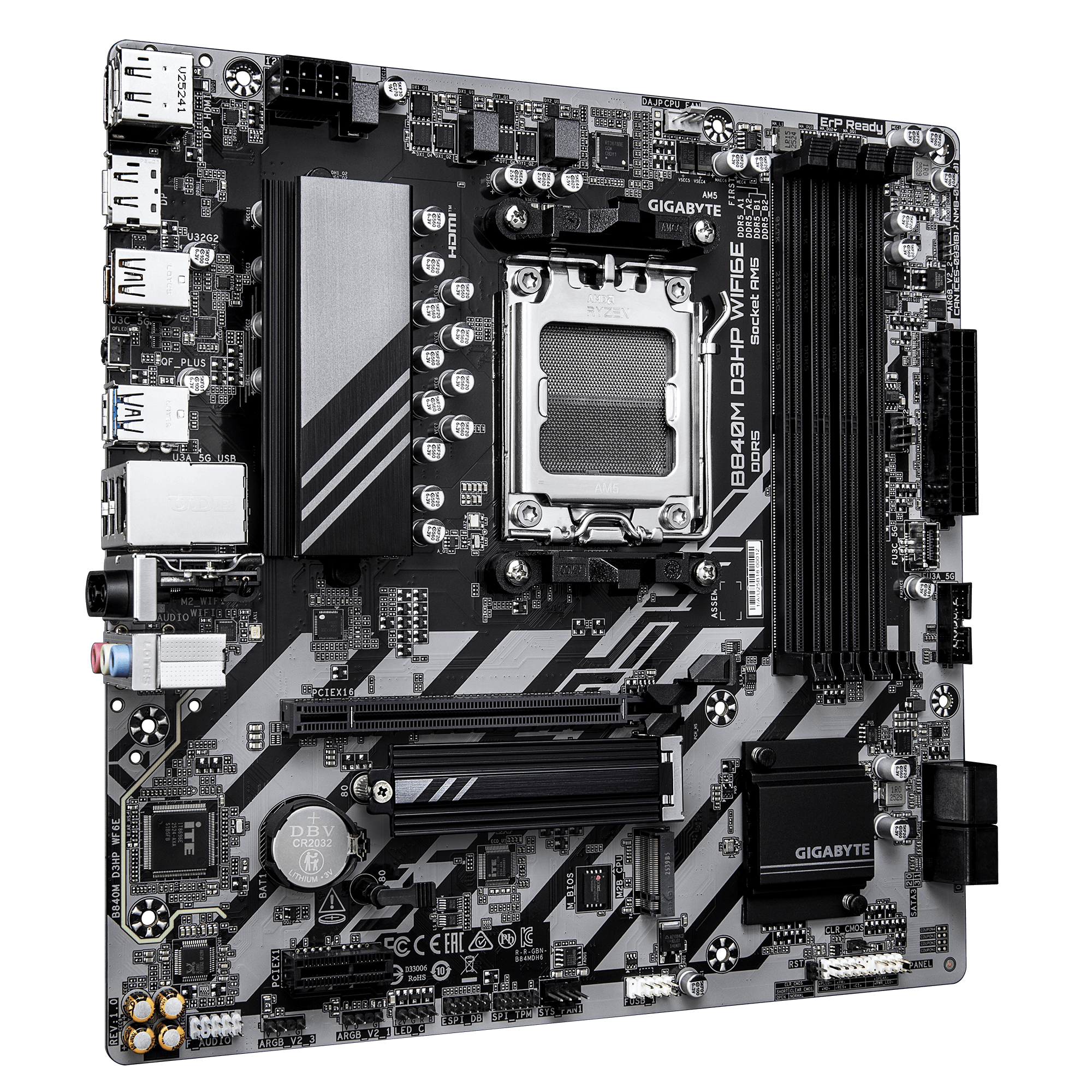 Материнская плата Gigabyte B840M D3HP WIFI6E [AM5, AMD B840, 4xDDR 5, 2xM.2, 1xPCI-E x16, Micro-ATX]