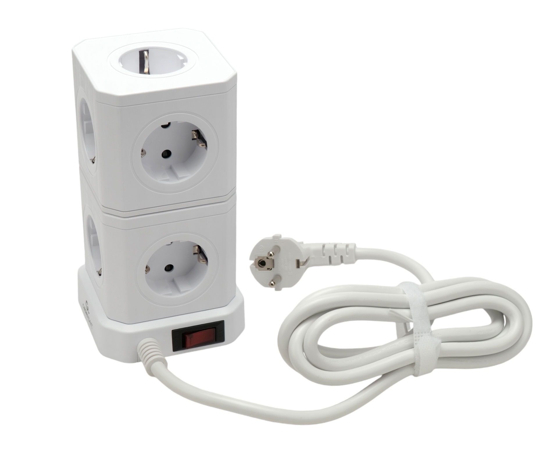 Сетевой фильтр Cablexpert Tower TWR-9-U4-W-2, 9р, 16А, 4хUSB, 3.1А, 2м, ур.защиты 4+, коробка белый