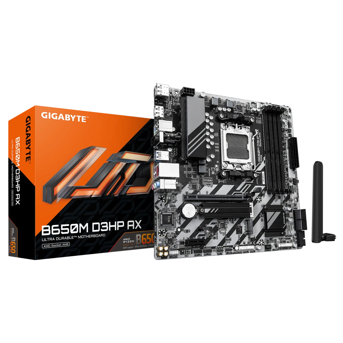 Материнская плата Gigabyte B650M D3HP AX (B650M D3HP AX 1.3) [AM5, AMD B650, 4xDDR 5, 2xM.2, 1xPCI-E x16, Micro-ATX]