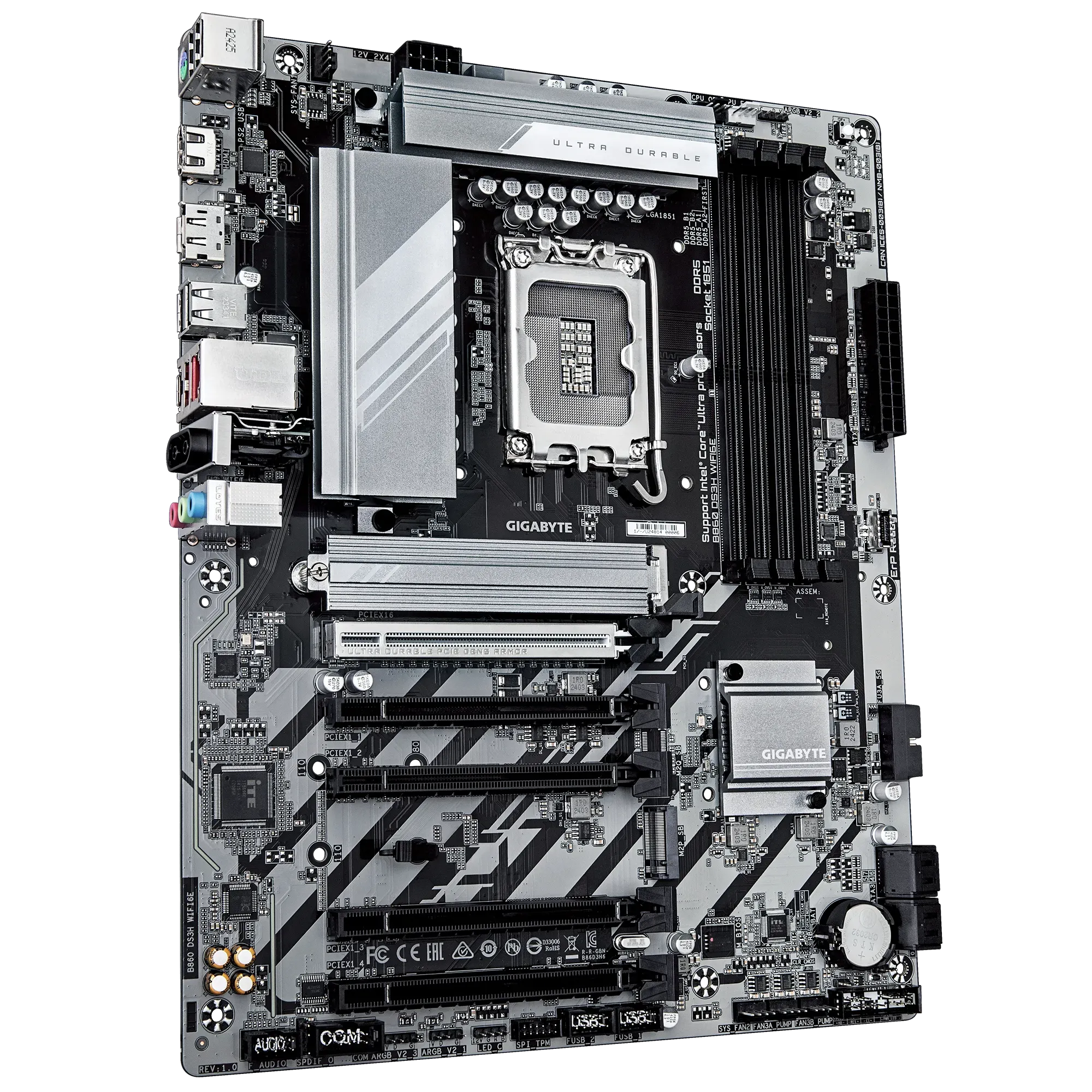 Материнская плата Gigabyte B860 DS3H WIFI6E [LGA 1851, Intel B860, 4xDDR 5, 2xM.2, 5xPCI-E x16, Standard-ATX]