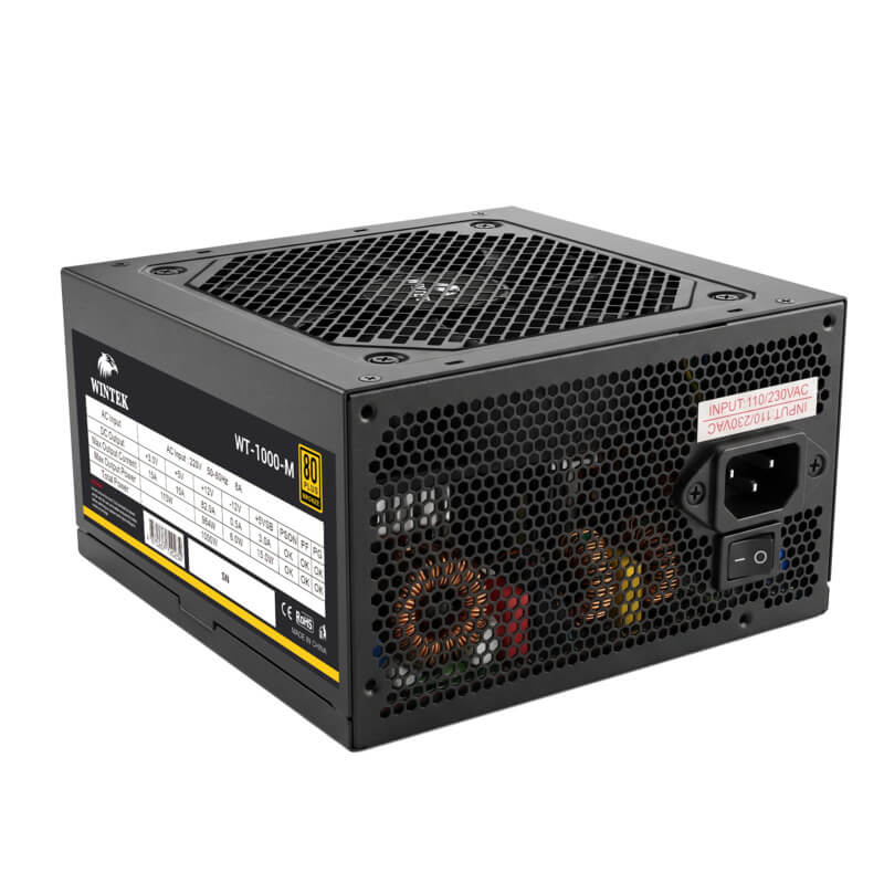 Блок питания Wintek WT-1000-M [1000 Вт, 80 PLUS Bronze, 6x SATA, 1 x 16 pin (12VHPWR), 4 x 6+2 pin PCIe, 2x 4+4 pin CPU, EPS12V, ATX]
