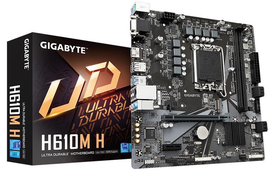 Материнская плата Gigabyte H610M H [LGA 1700, Intel H610, 2xDDR 5, 1xM.2, 1xPCI-E x16, Micro-ATX]