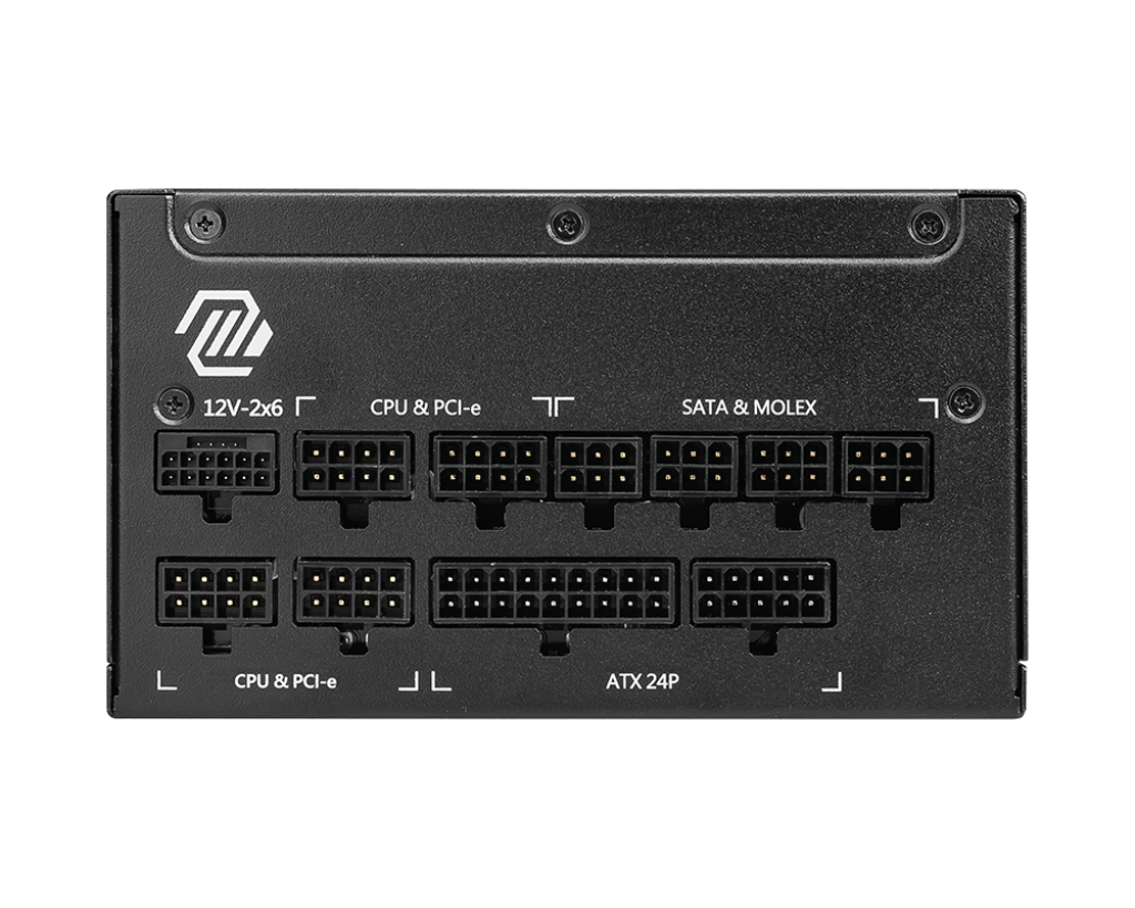 Блок питания MSI MAG A1000GL PCIE5 [1000 Вт, 80 PLUS Gold, 12x SATA, 1 x 16 pin (12VHPWR), 4 x 6+2 pin PCIe, 2x 4+4 pin CPU, ATX]