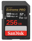 SANDISK Extreme PRO 256GB V60 UHS-II SD cards, 280/150MB/s,V60,C10,UHS-II