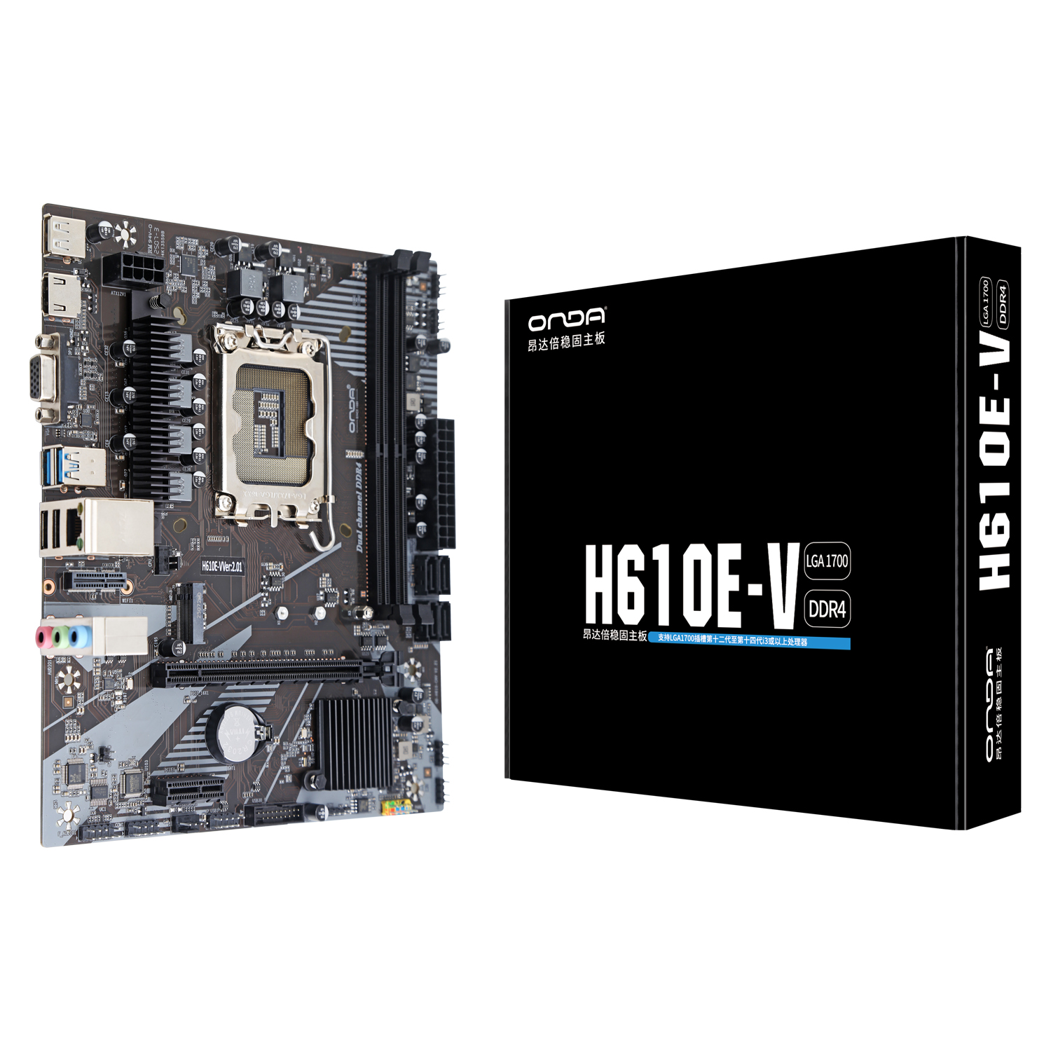 Материнская плата Onda H610E-V rev2.02 [LGA 1700, Intel H610, 2xDDR 4, 1xM.2, 1xPCI-E x16, Micro-ATX]
