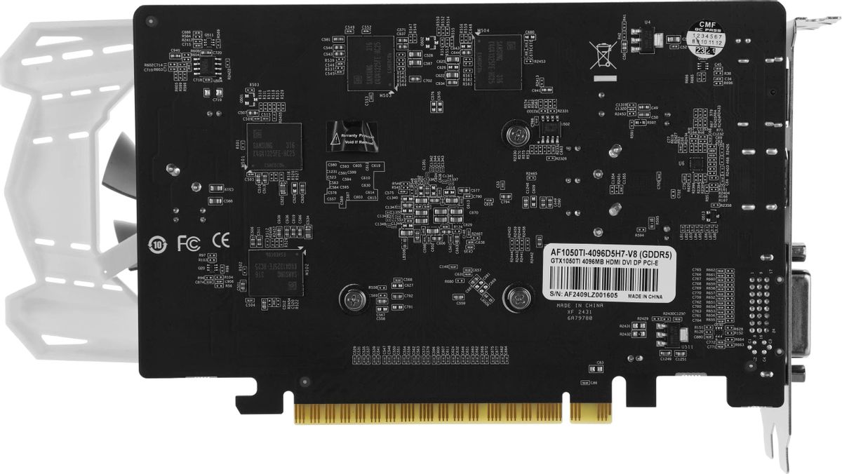 Видеокарта Afox GeForce GTX 1050TI (AF1050TI-4096D5H7-V8) [4 ГБ, GDDR5, 128 бит, DVI, HDMI, DisplayPort]