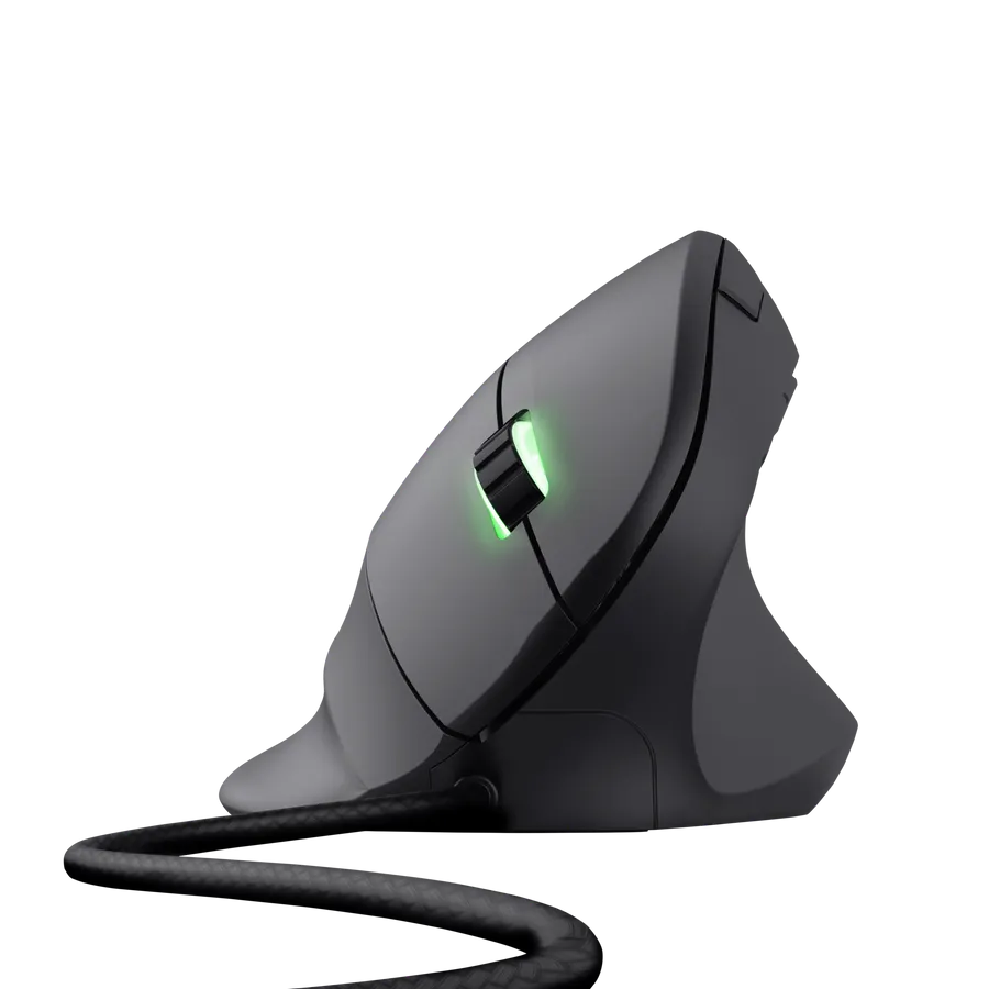 Мышь Trust GXT144 Rexx Ergonomic Vertical (22991) [проводная, светодиодная, 10000 DPI, 1000 Гц, подсветка, черная]