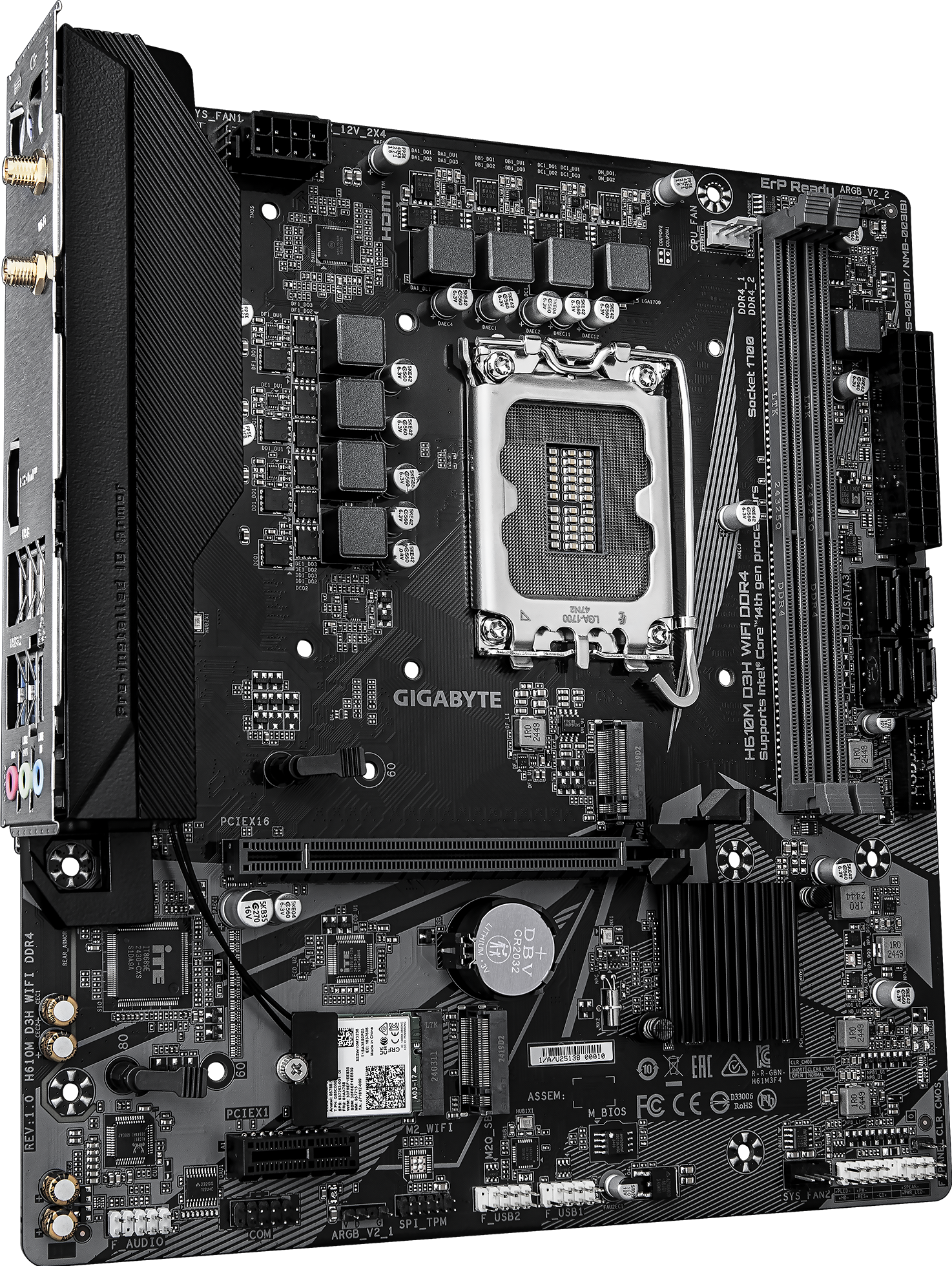 Материнская плата Gigabyte H610M D3H WIFI DDR4 [LGA 1700, Intel H610, 2xDDR 4, 2xM.2, 1xPCI-E x16, Micro-ATX]