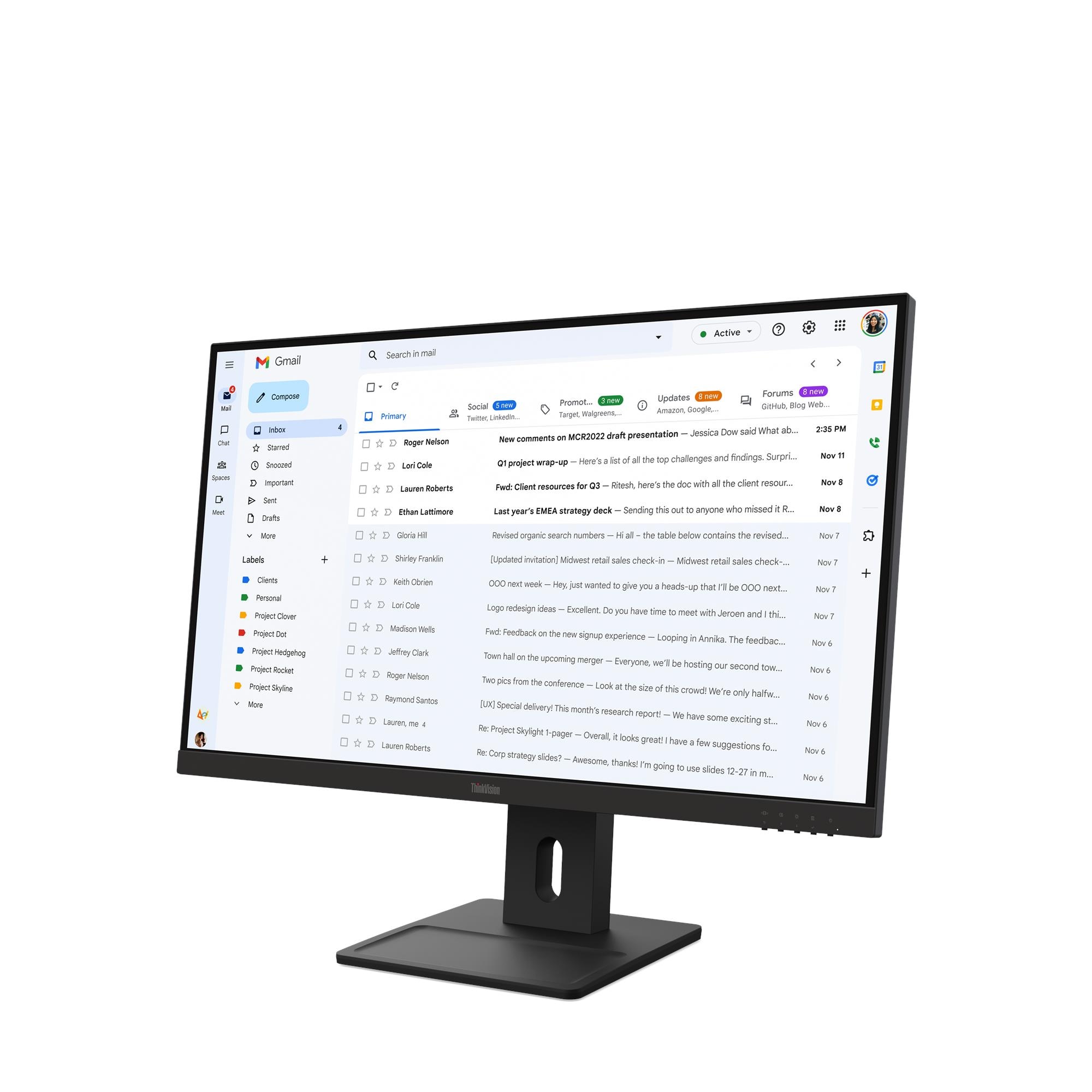 Монитор Lenovo ThinkVision E27-40 (64BCMAT4EU) [27", IPS, 1920x1080, 100Гц, 4 мс, HDMI, DisplayPort, VGA (D-Sub)]