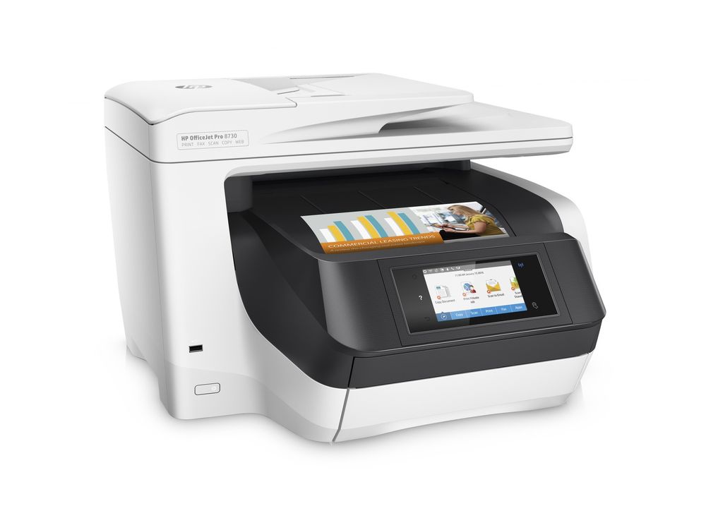 МФУ HP OfficeJet Pro 8730 (D9L20A#A80) [A4, струйное, цветное, 1200x1200 DPI, дуплекс, АПД, Wi-Fi, Ethernet (RJ-45), USB, FAX (RJ-11)]