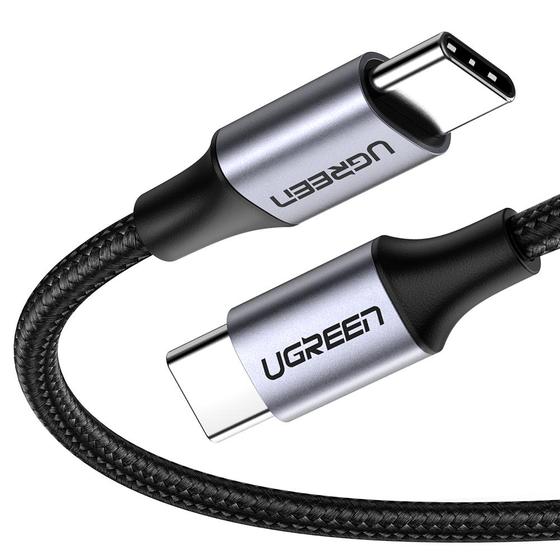 Кабель UGREEN US261, 50150 USB 2.0 C M/M Round Cable Nickel Plating Aluminum Shell 1m (Gray Black)