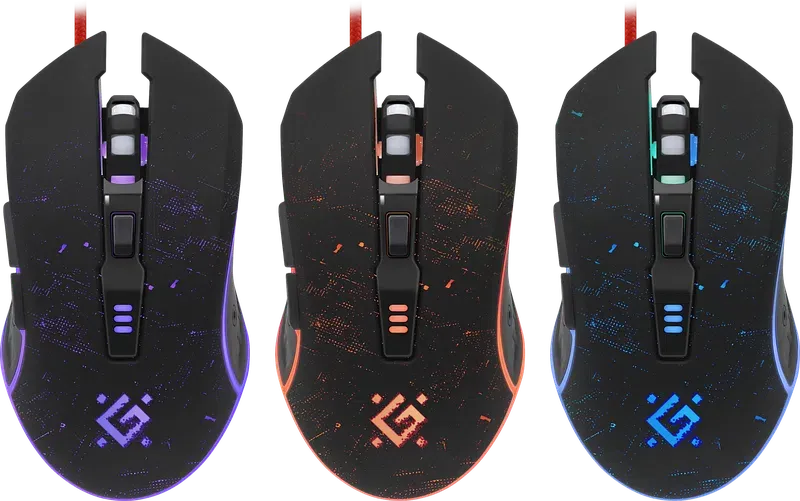 Мышь Defender Draglen GM-907 (52907) [проводная, светодиодная, 7200 DPI, 125 Гц, подсветка, черная]