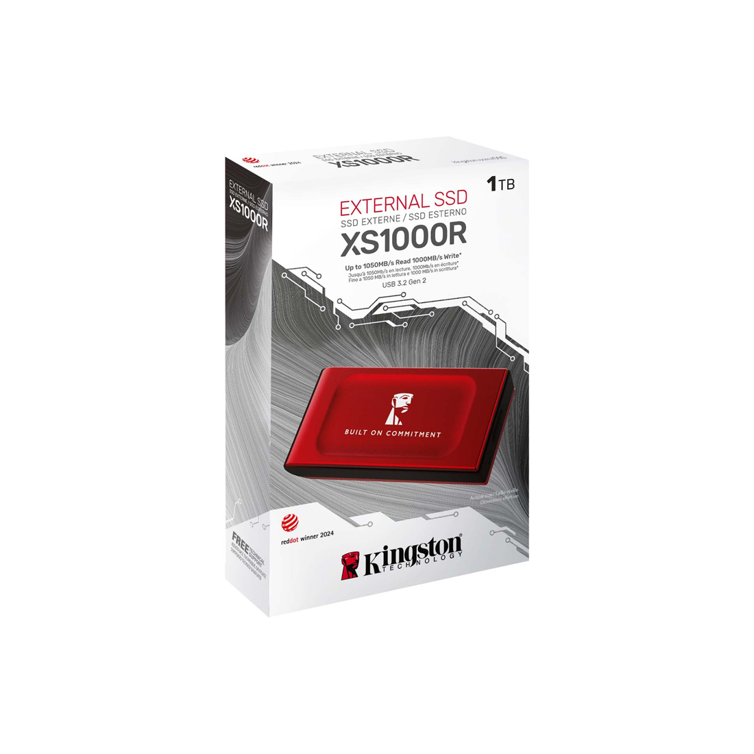 Внешний SSD-накопитель Kingston XS1000 (SXS1000R/1000GA) [1 ТБ, USB 3.2 Gen 2 Type C, 1050/1000 МБ/с]