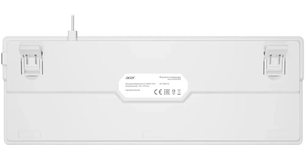 Клавиатура Acer OKW304 (ZL.KBDCC.01V) [механическая, проводная, RGB подсветка, белая]