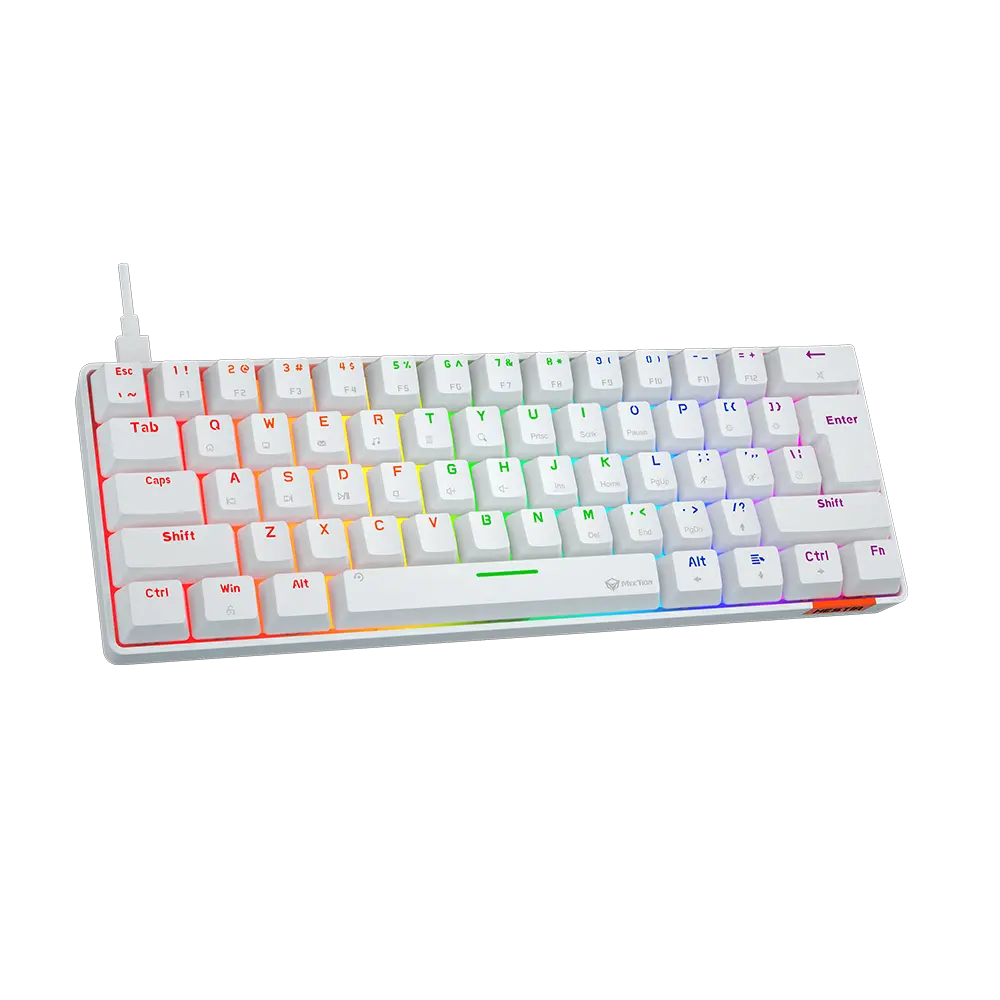 Клавиатура USB, Meetion MK005, Белый KeyBoard Mechanical, Blue switch, 61 keys EN/RU/KZ, Cable USB-C, White