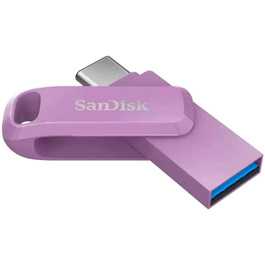 USB Флеш SanDisk Ultra Dual Drive Go USB Type-C (SDDDC3-128G-G46L), 128ГБ, 400 МБ/сек, Фиолетовый 