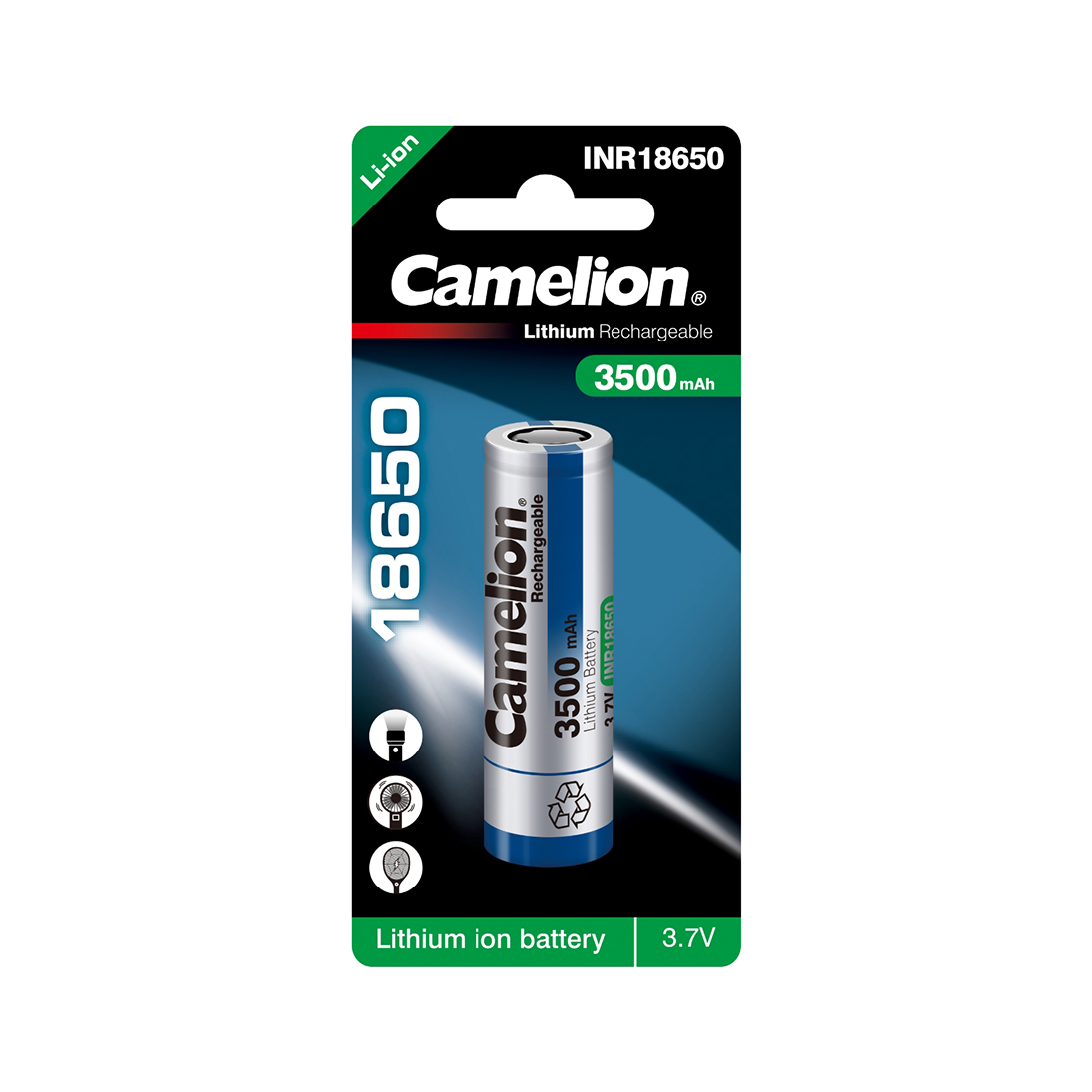 Аккумулятор CAMELION Lithium ICR18650-3500, 3500 mAh 1 шт. в блистере