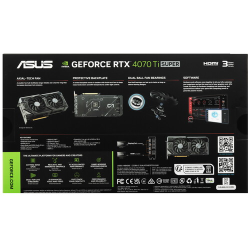 Видеокарта Asus GeForce RTX 4070 Ti SUPER Dual OC Edition (90YV0KF3-M0NA00) [16 ГБ, GDDR6X, 256 бит, HDMI, DisplayPort (3 шт)]